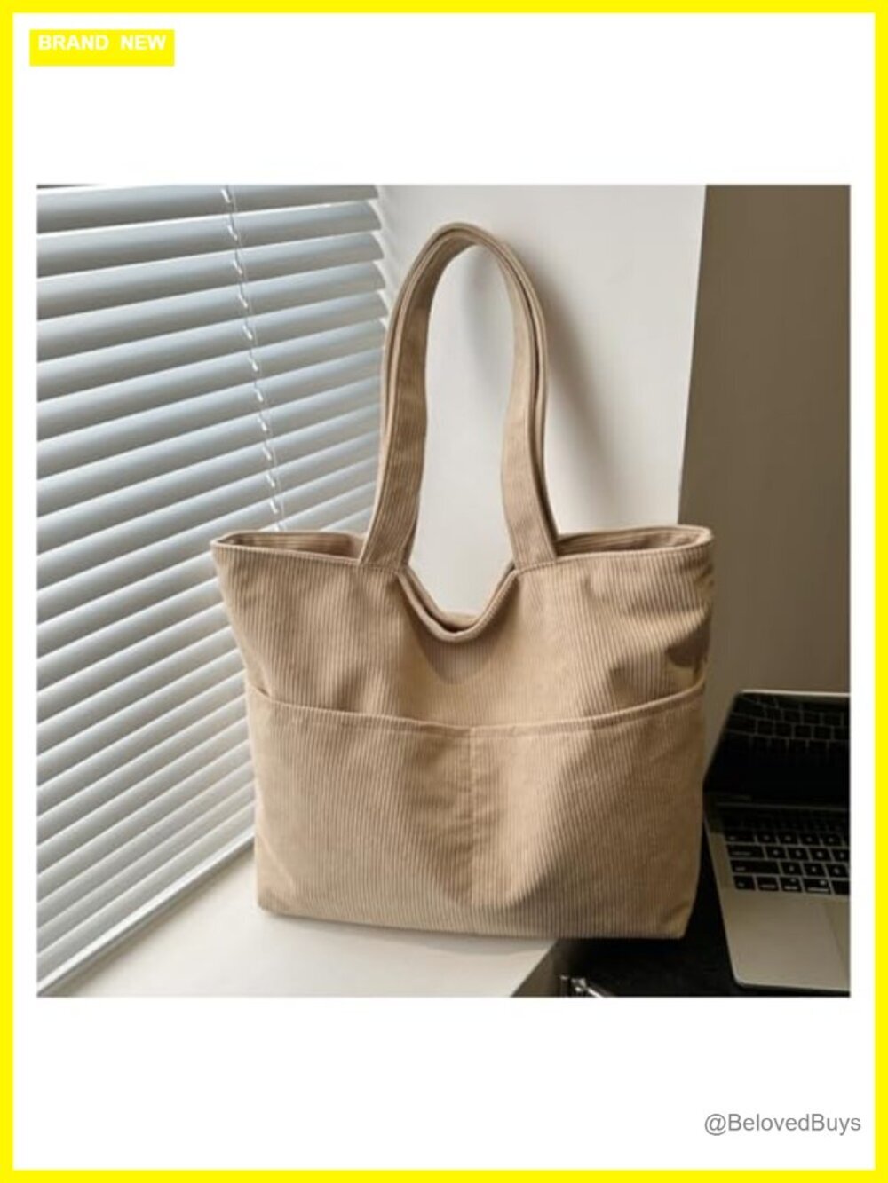 Corduroy Zipper Tote Bag for Women, Large Capacity Shoulder Handbag